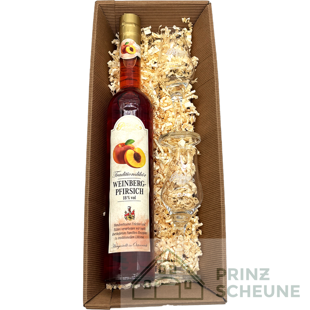 Prinz Scheune Geschenk Nr. 14.4 "Weinberg-Pfirsich Likör - Box"