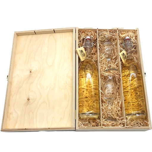 [50.13.01.00] Prinz Scheune Geschenk Nr. 2.2 "Duett aus dem Holzfass" in edler Holzkiste